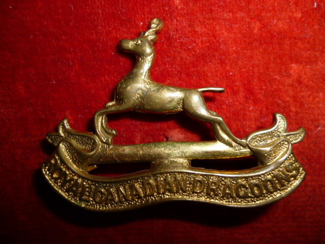 MC3 - Royal Canadian Dragoons Officer's Gilt Cap Badge